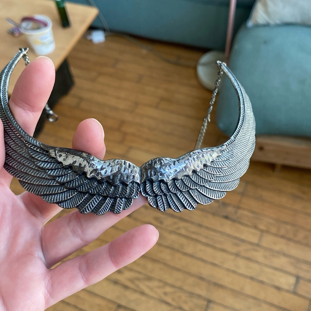Zara Silver-Tone Wing Collar Necklace